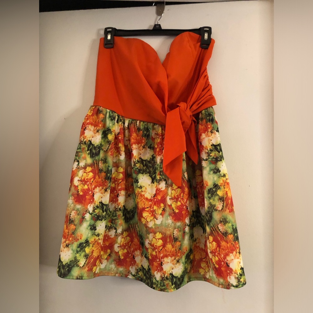 Orange and floral dress